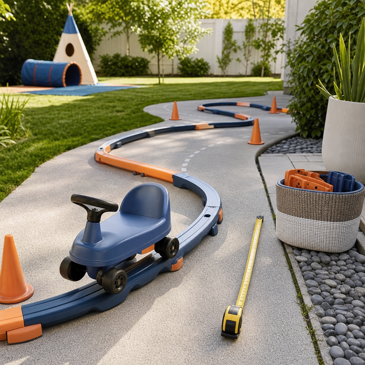Non-branded ride-on route planning scene