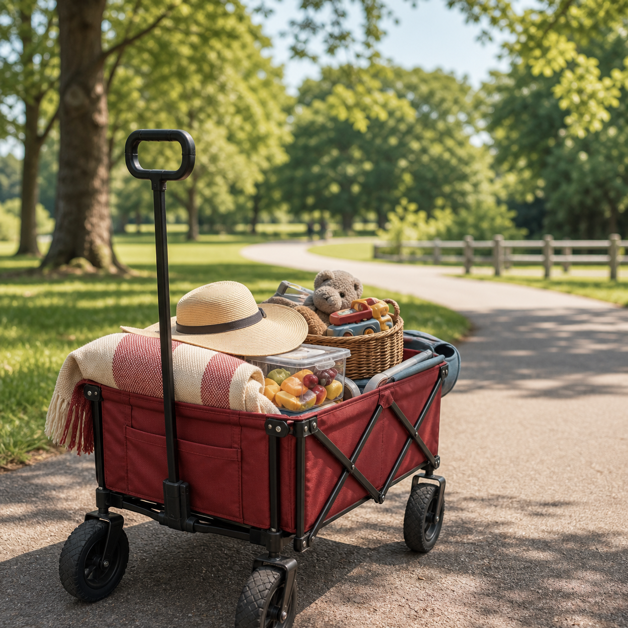 Non-branded wagon and outdoor family route